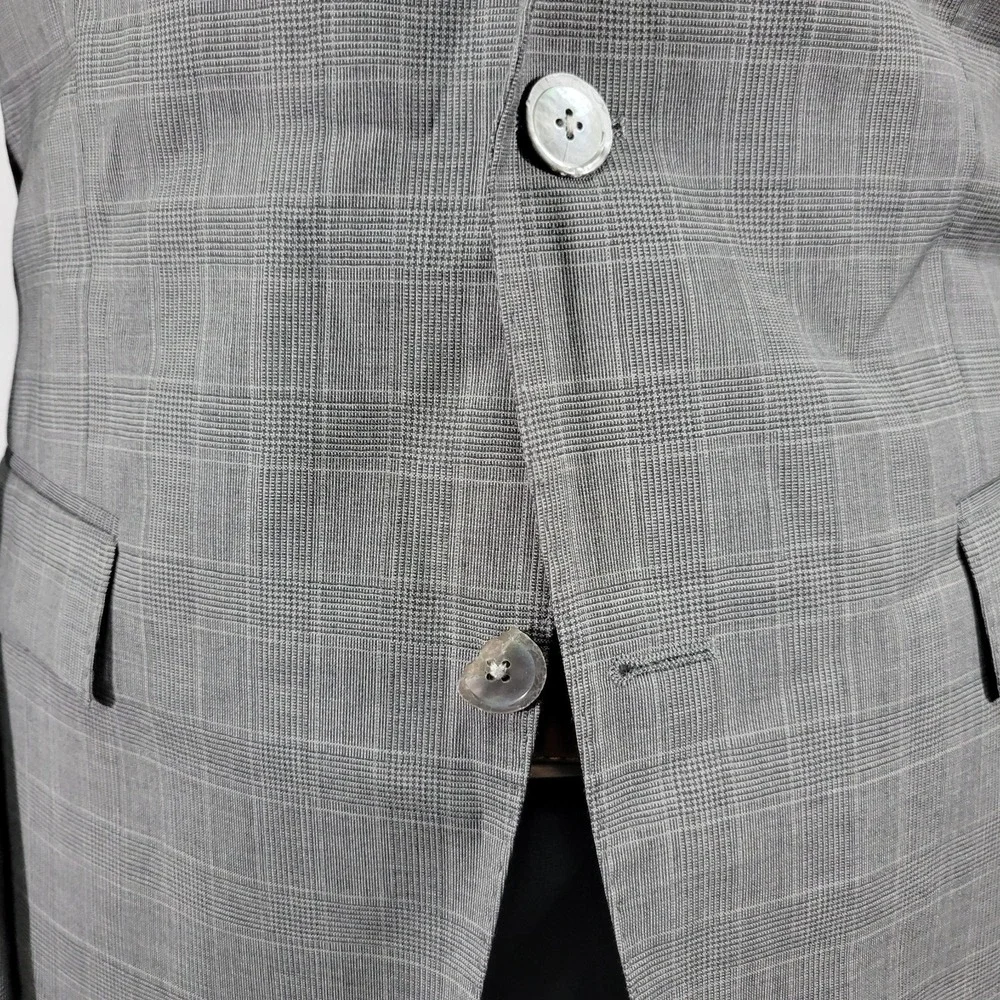 Hugo‎ Boss Men's Sport Coat Blazer Two Button Gray Glen Plaid Wool Size 42L